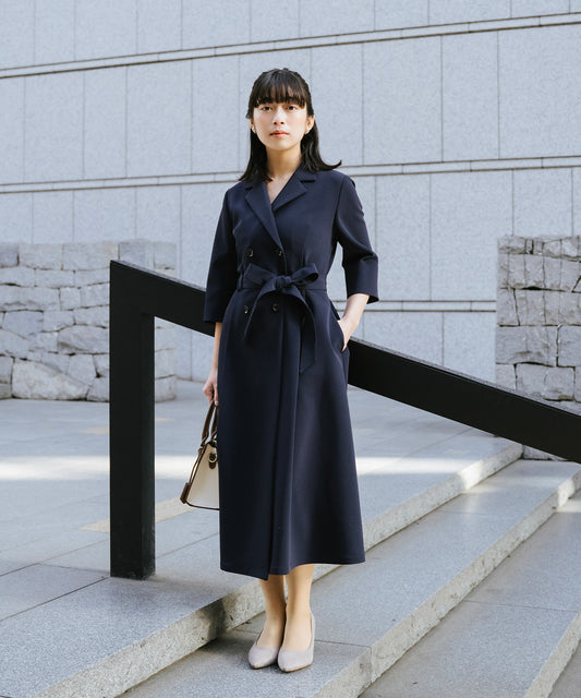 カシュクール7分袖ワンピース