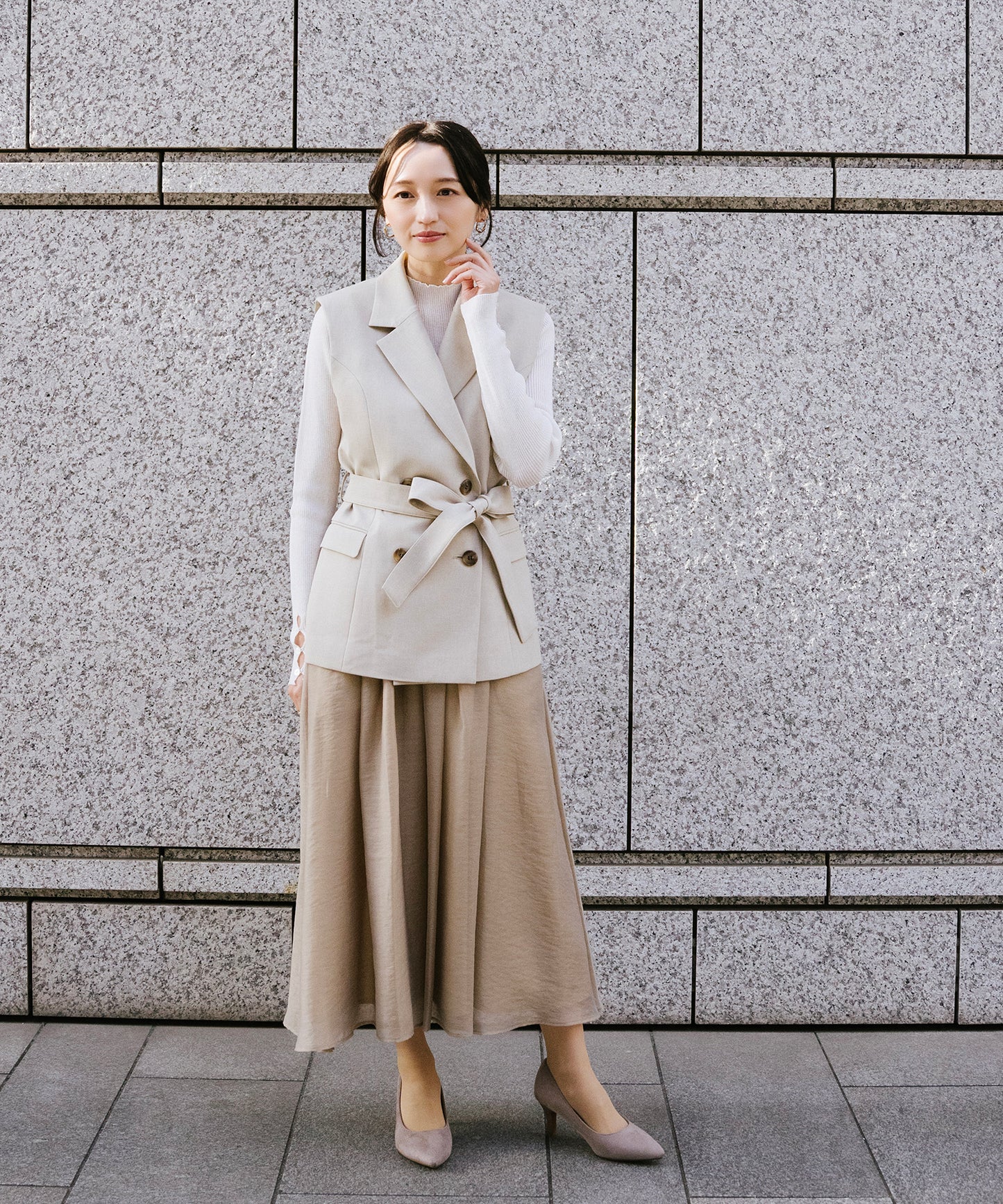 【SET UP可能】ウエストベルトリネンライクジレ