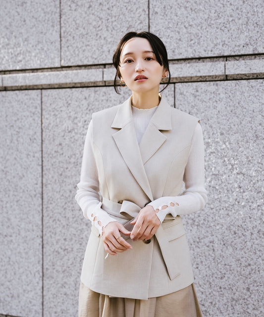 【SET UP可能】ウエストベルトリネンライクジレ