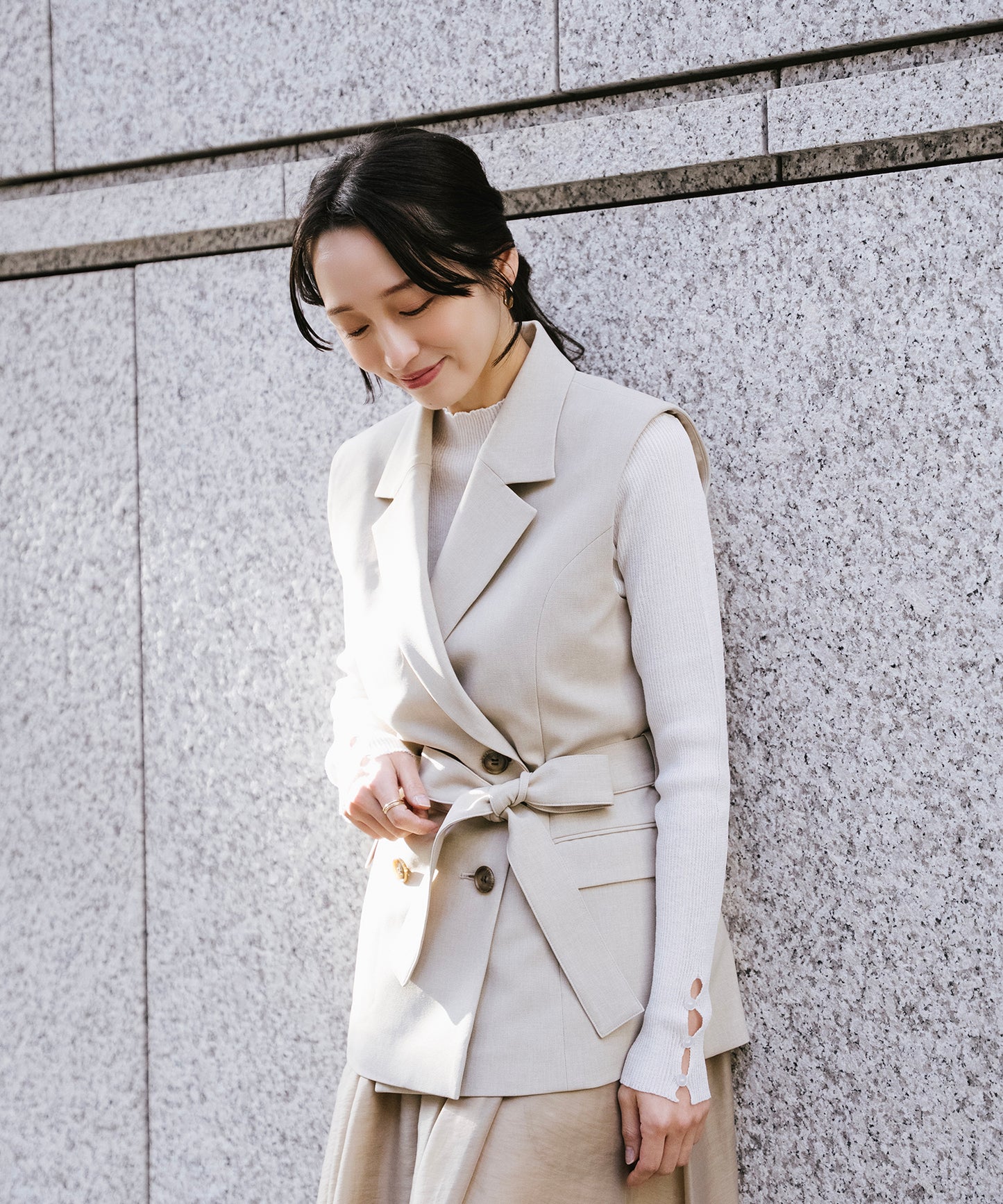 【SET UP可能】ウエストベルトリネンライクジレ