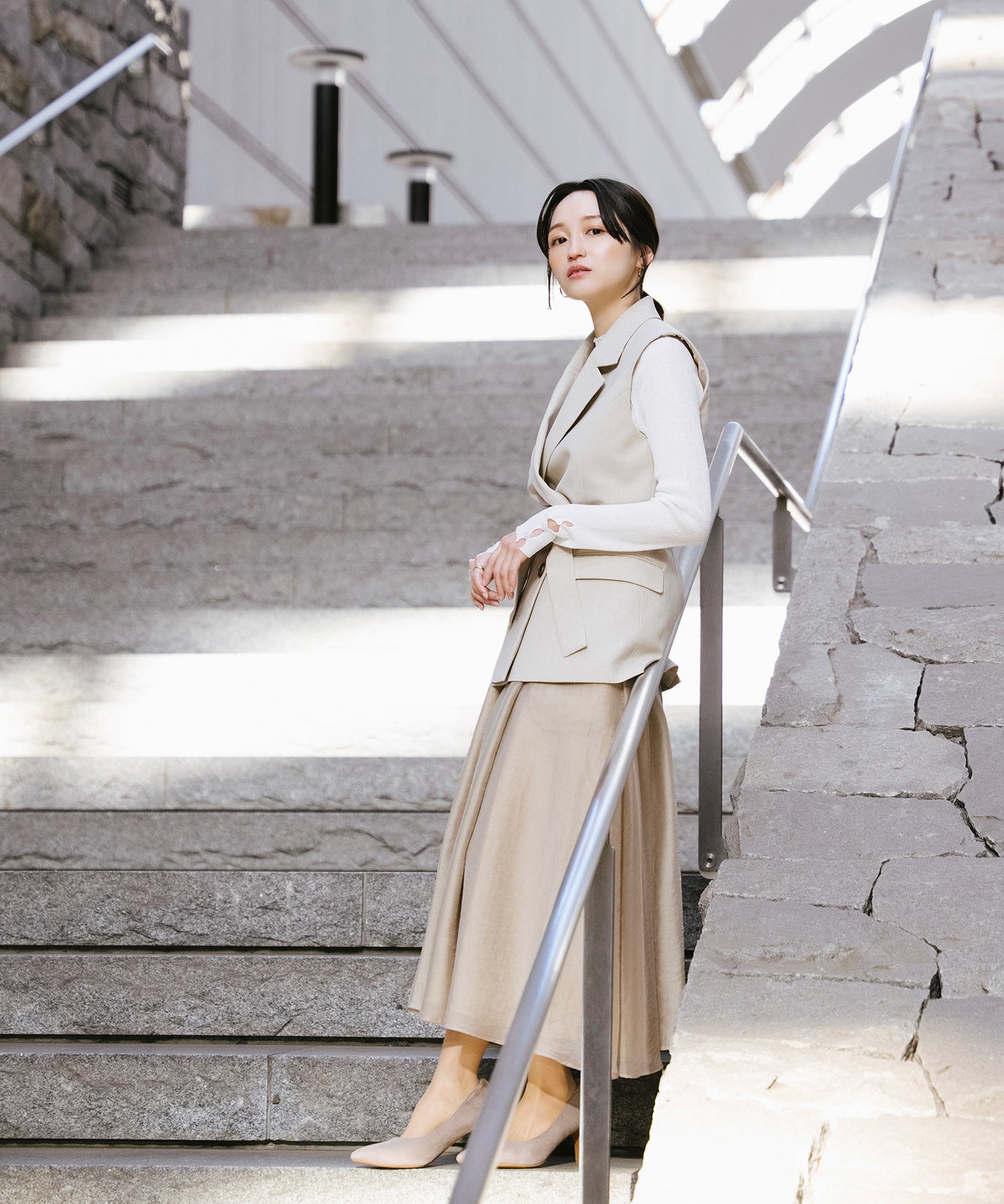 【SET UP可能】ウエストベルトリネンライクジレ