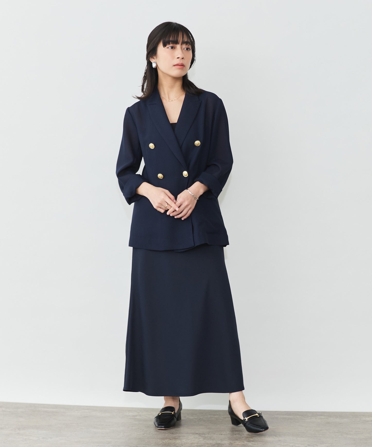 ゴールドボタンメッシュジャケット