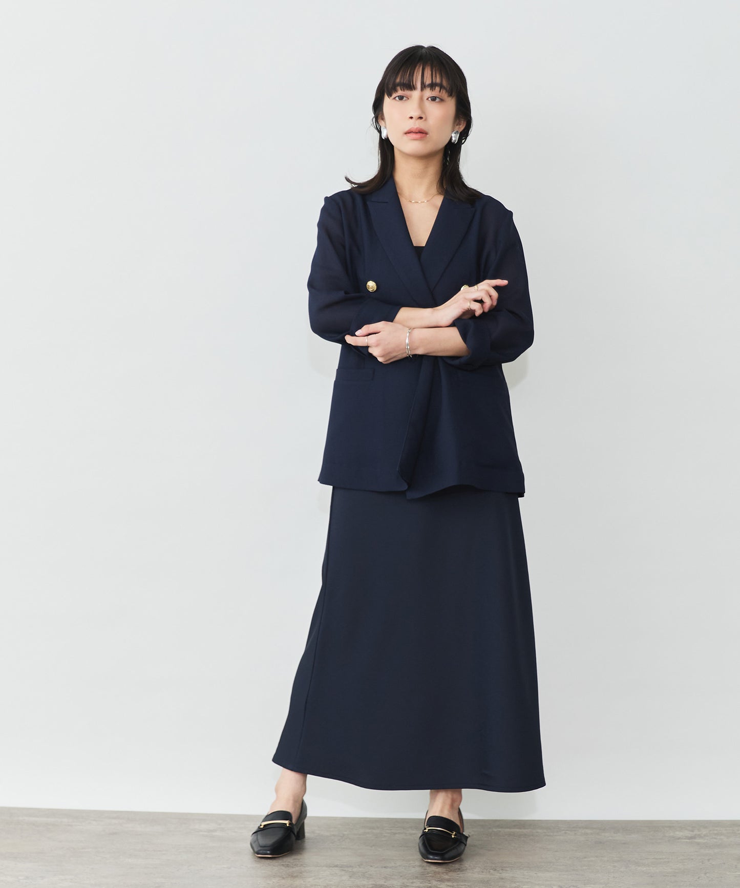 ゴールドボタンメッシュジャケット