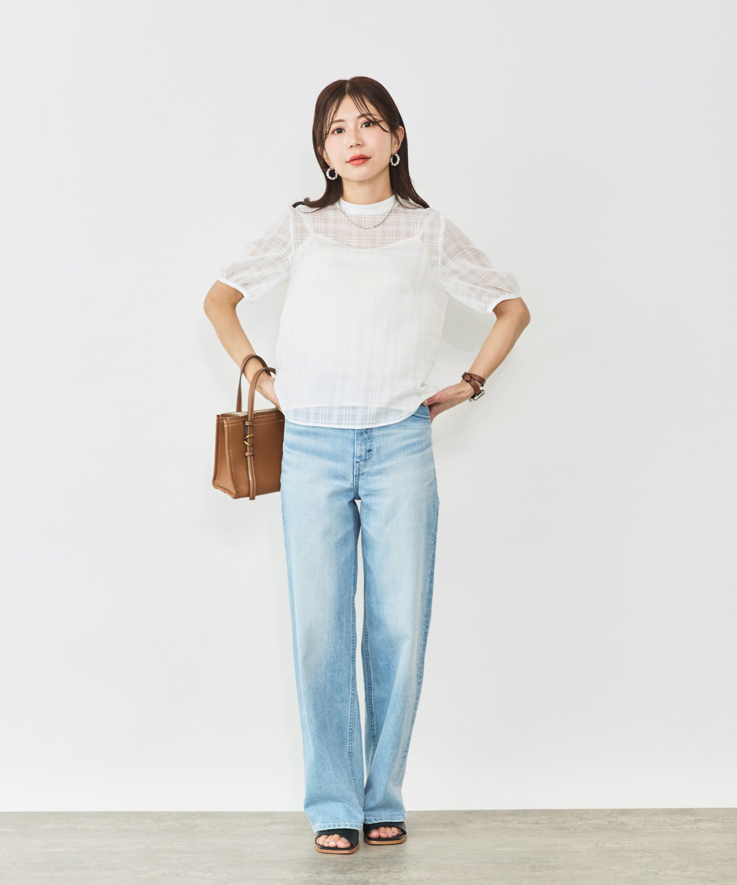 シアーチェック半袖ブラウス – Sirin Online Store