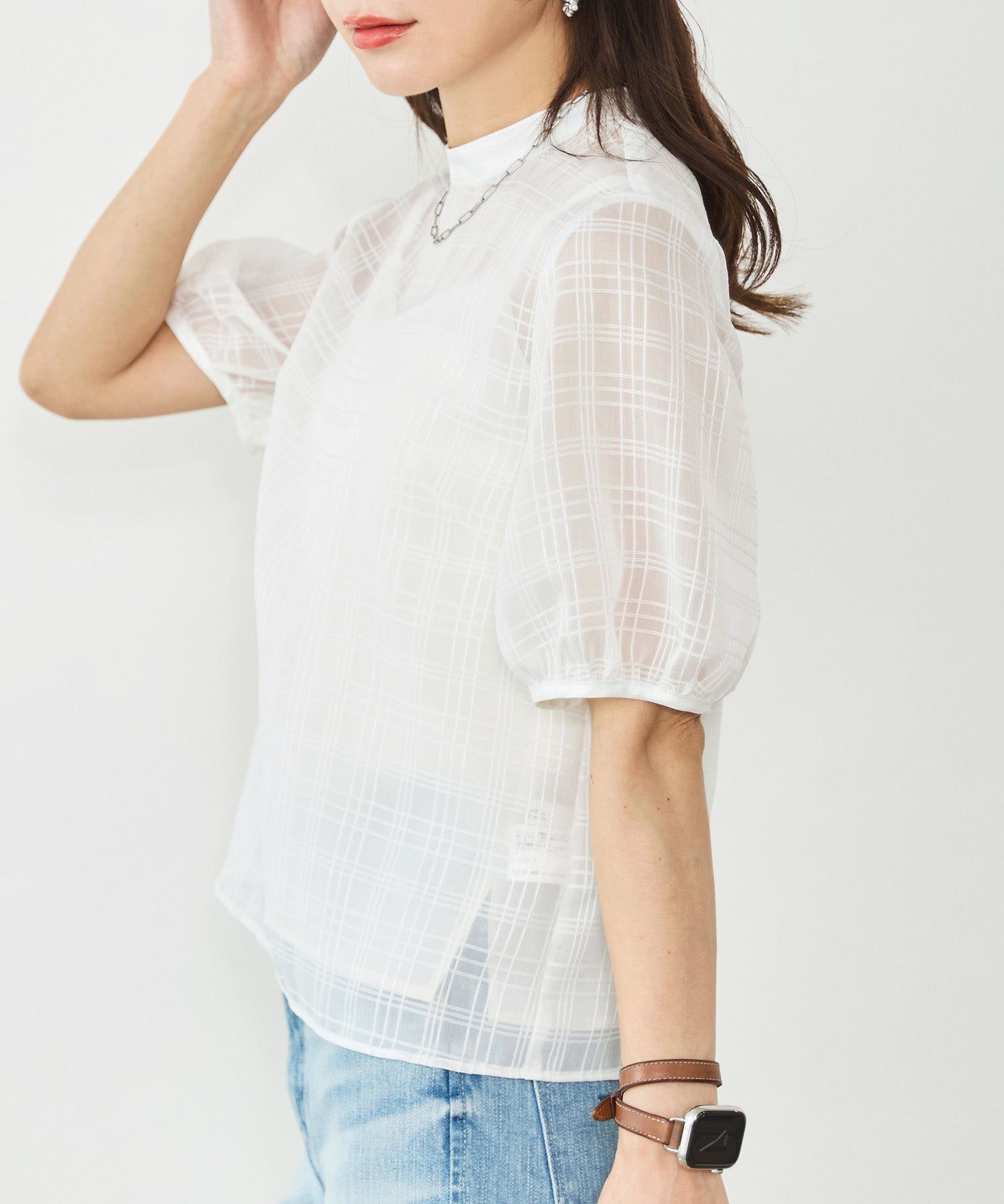 シアーチェック半袖ブラウス – Sirin Online Store
