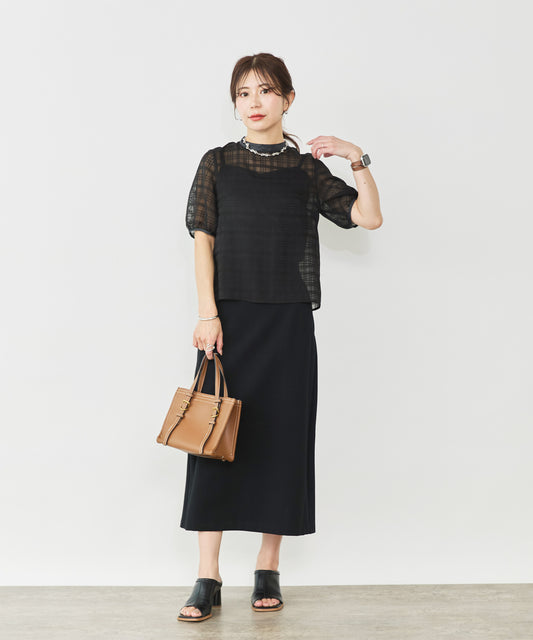 【PRE ORDER】シアーチェック半袖ブラウス