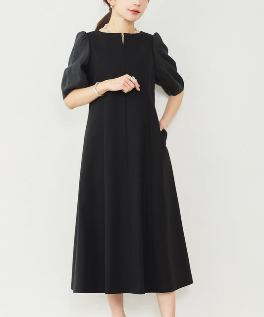 【4/22発売開始】ボリューム袖シアーワンピース