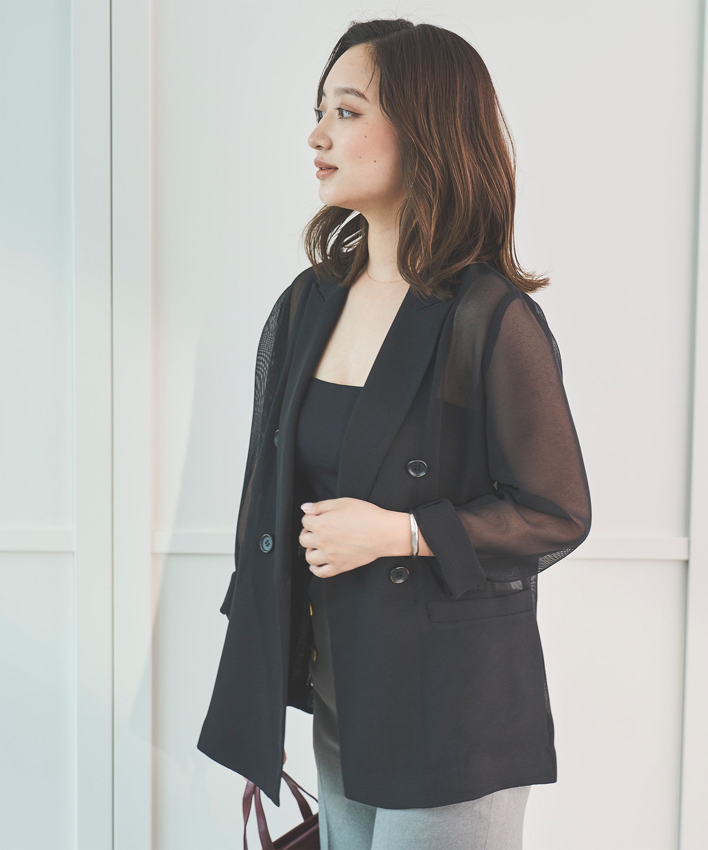 【シワになりにくい】シアーメッシュジャケット
