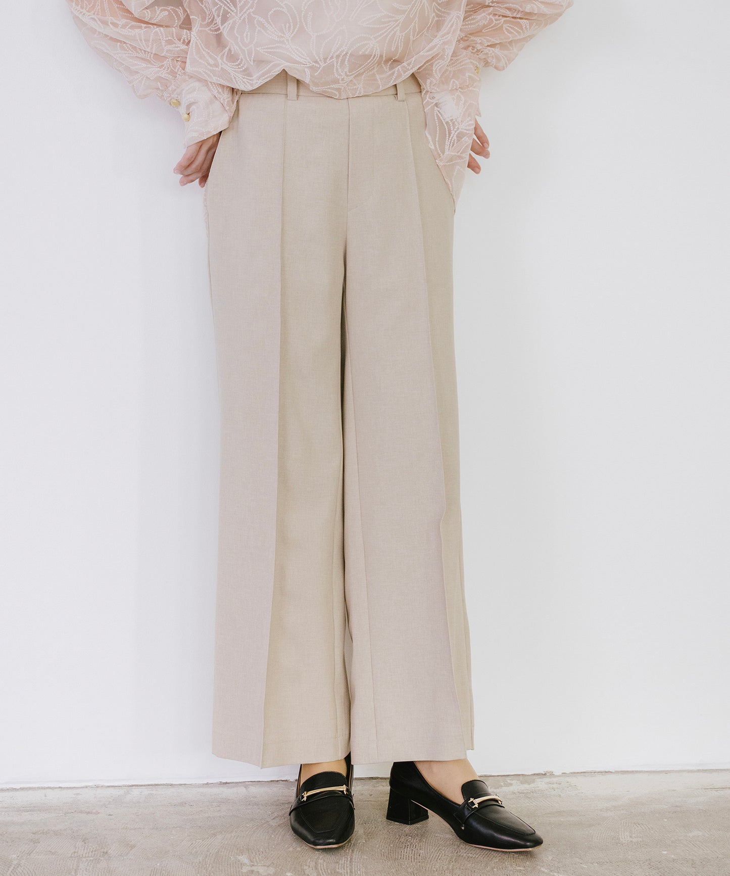 【SET UP可能】リネンライクワイドイージーパンツ