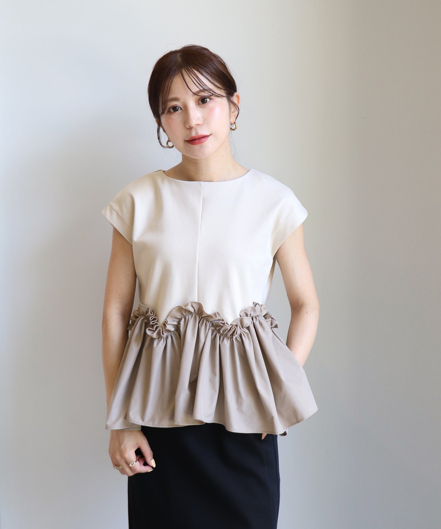 【6/5(金)～PRE ORDER開始】ドッキングペプラムデザイントップス