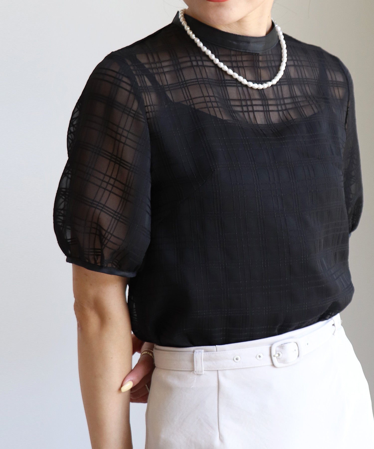 KIMHEKIM キムヘキム シアー トップス ブラウス チェック 半袖 S シアーチェック半袖ブラウス – Sirin Online Store