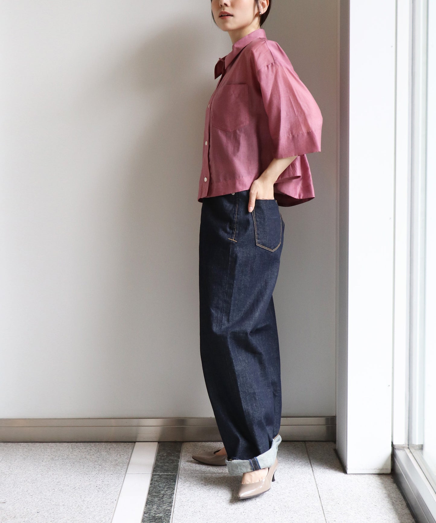 シアー半袖シャツ