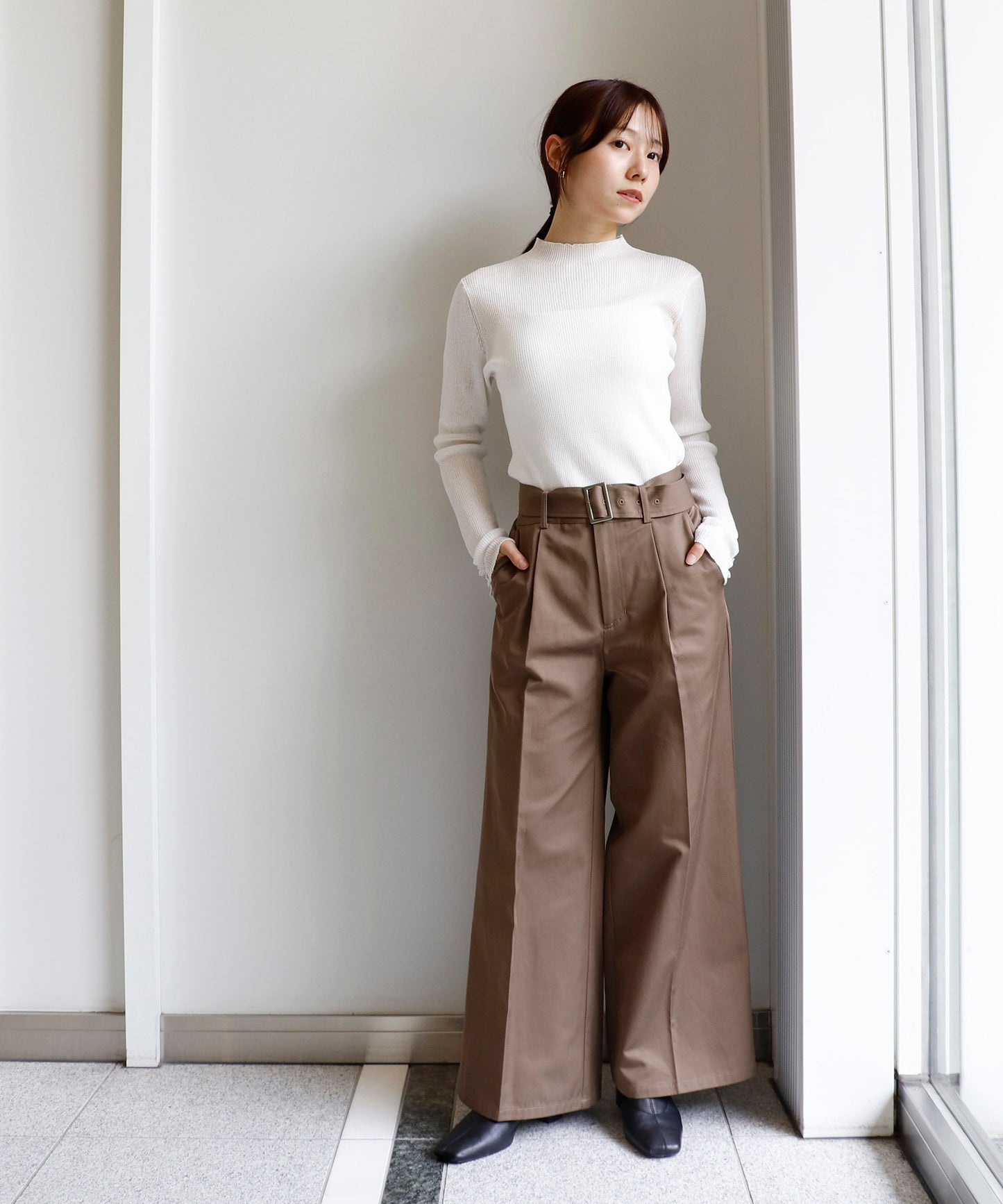 【先行予約】ベルト付きチノワイドパンツ