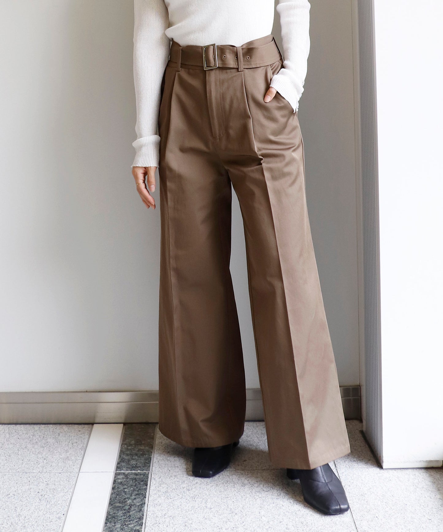 【先行予約】ベルト付きチノワイドパンツ