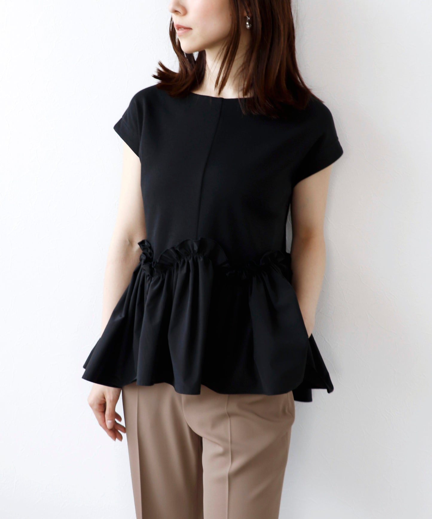 【6/5(金)～PRE ORDER開始】ドッキングペプラムデザイントップス