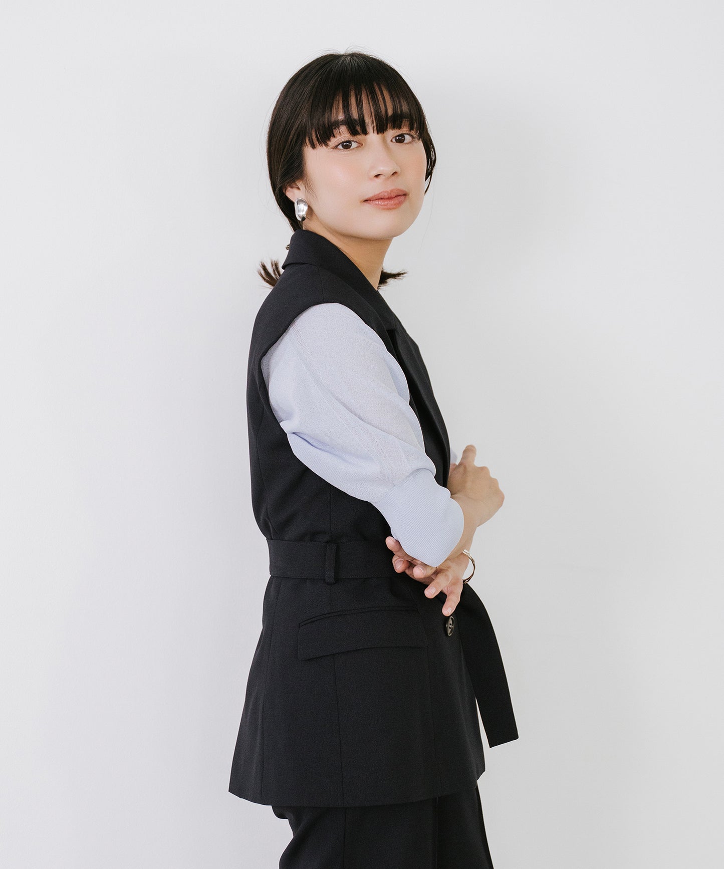 【SET UP可能】ウエストベルトリネンライクジレ