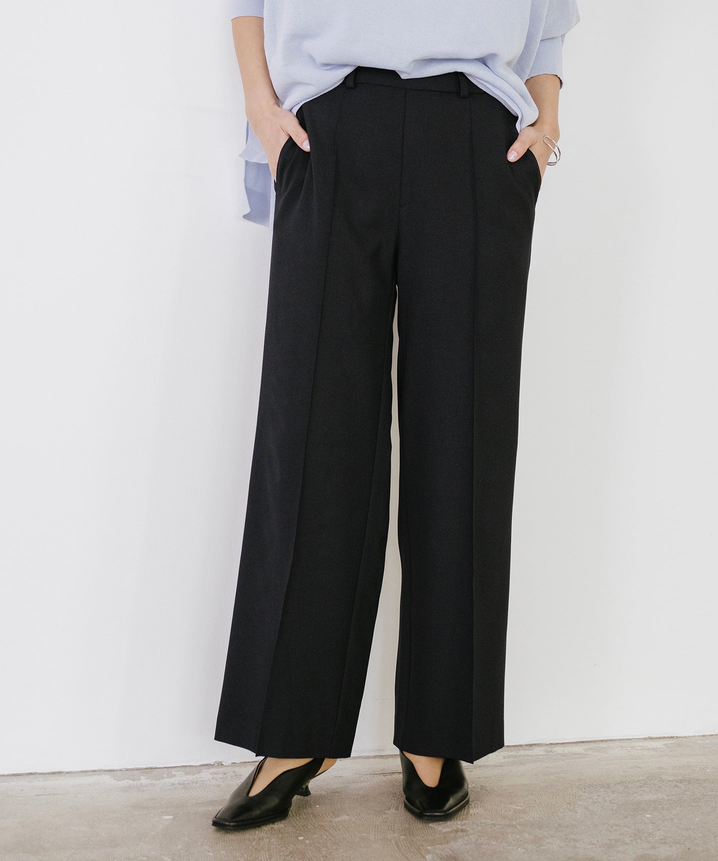 【SET UP可能】リネンライクワイドイージーパンツ