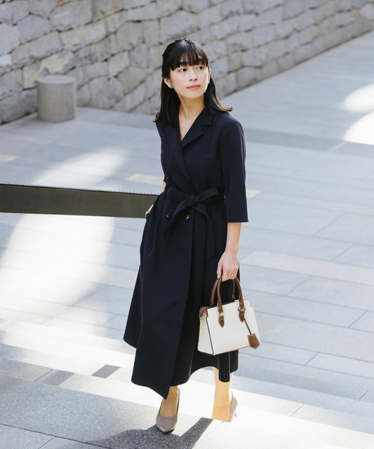 カシュクール7分袖ワンピース