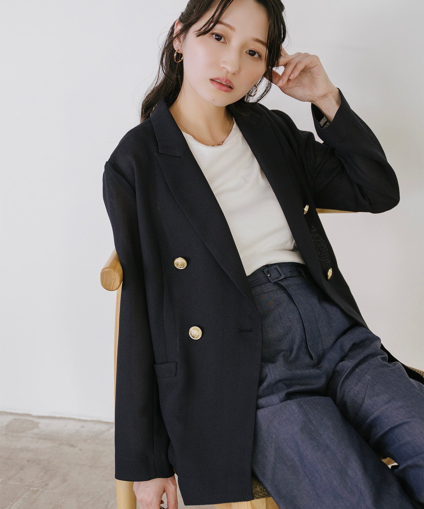 ゴールドボタンメッシュジャケット