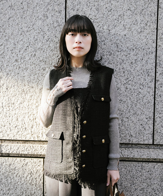 （新色追加）【cahoさんコラボ】 ファニーツイードフリンジジレ